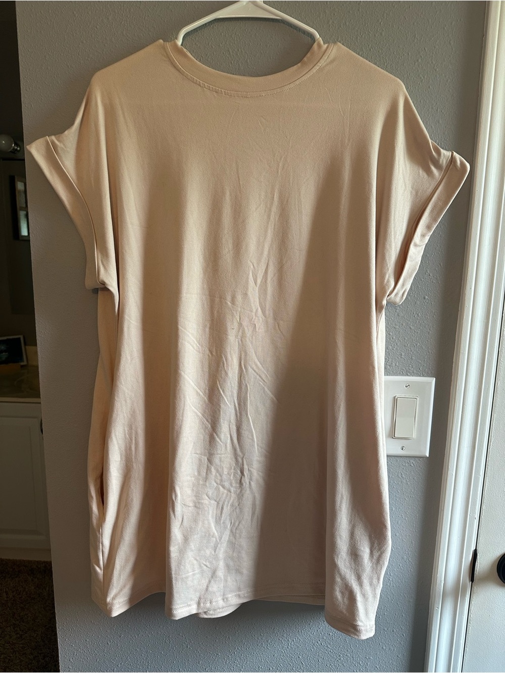 SHEIN Soft Cream Oversized Tee Dress